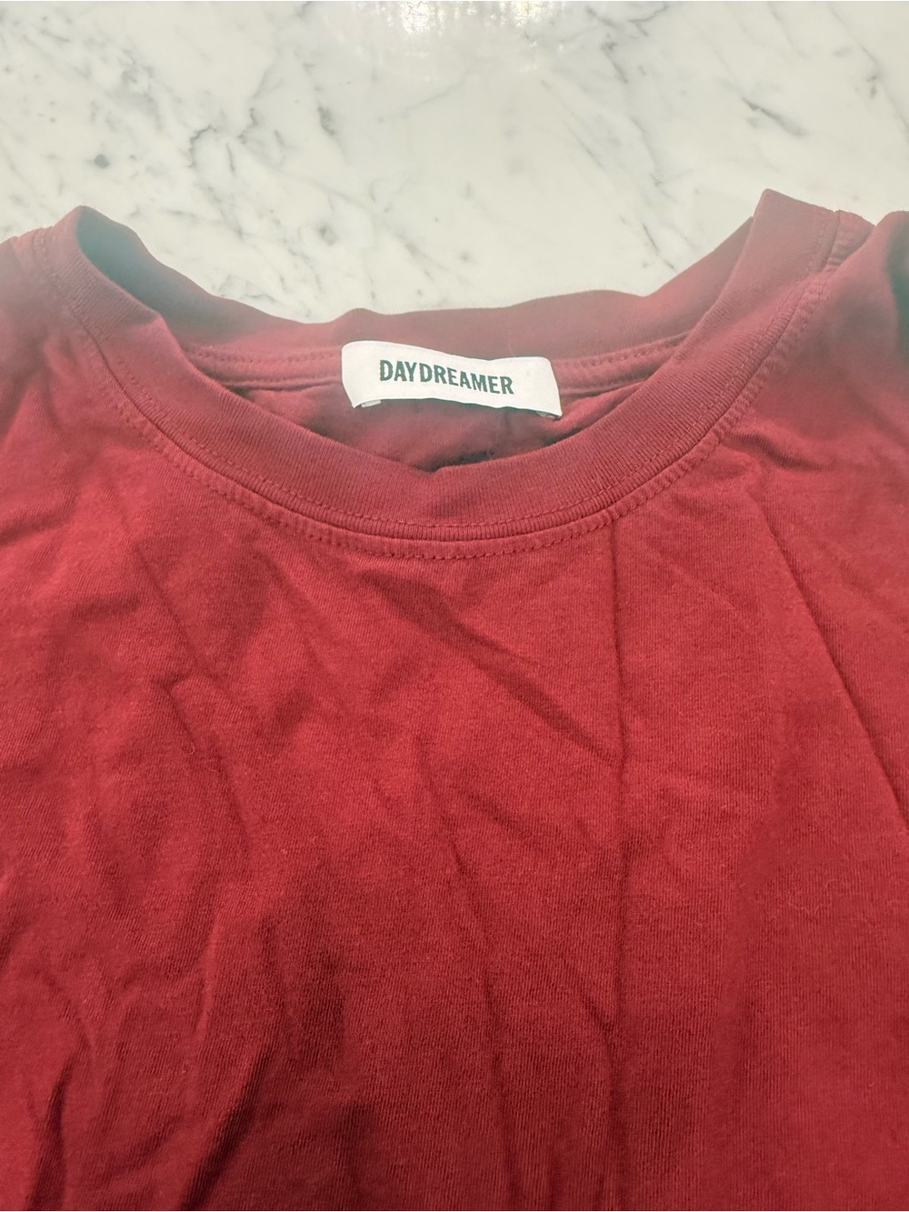 NEW Daydreamer Women’s Gingham Maroon Heart-Elbow Patch Long Sleeve Top - Picture 5 of 6